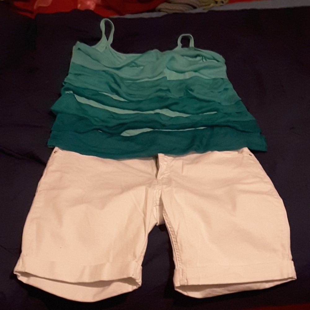 2tone ruffle tank top